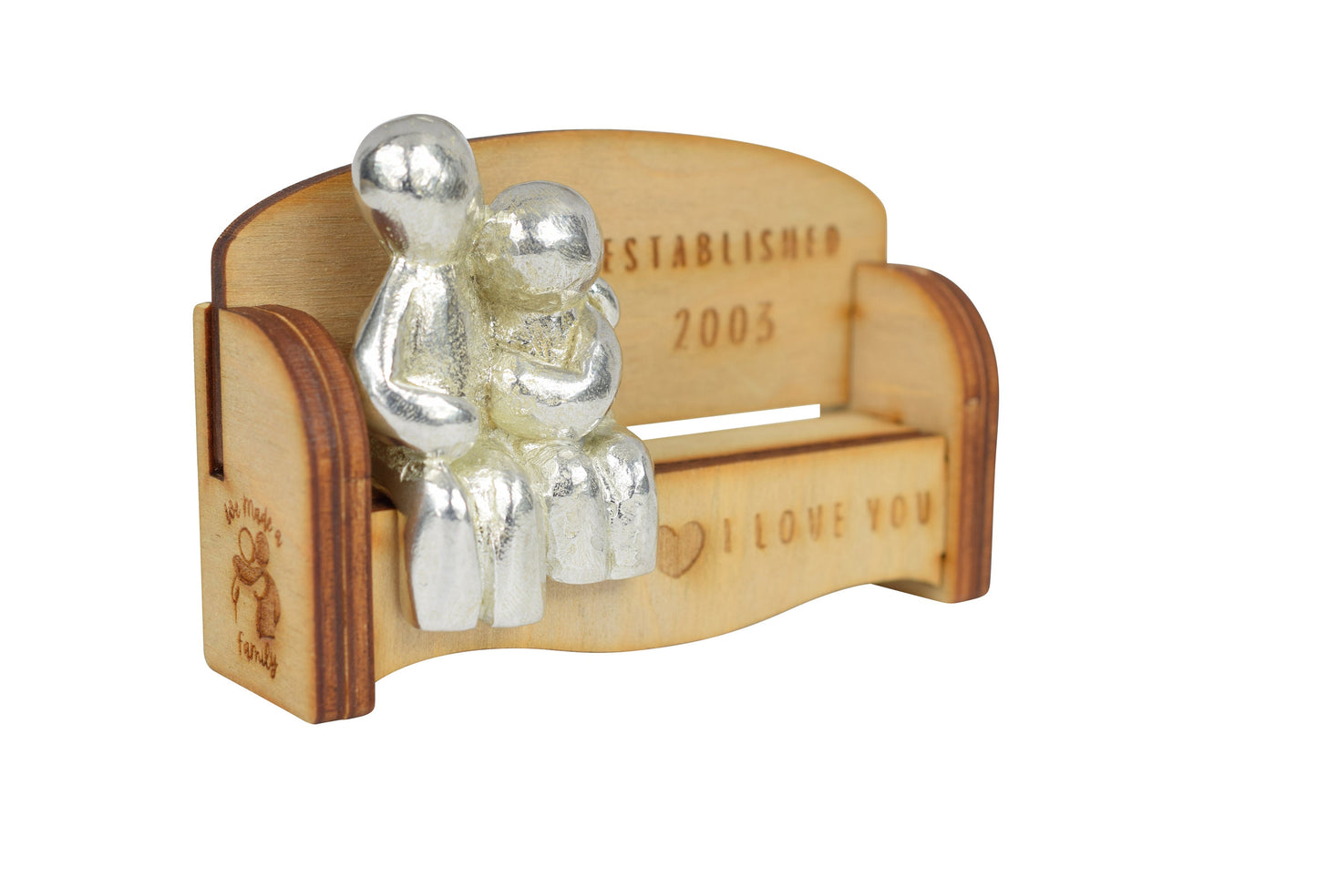 Established 2003 - Cuddling Couple on the Sofa | I Love You Gift | Wooden Sofa Bench | Part of the We Made a Family Range