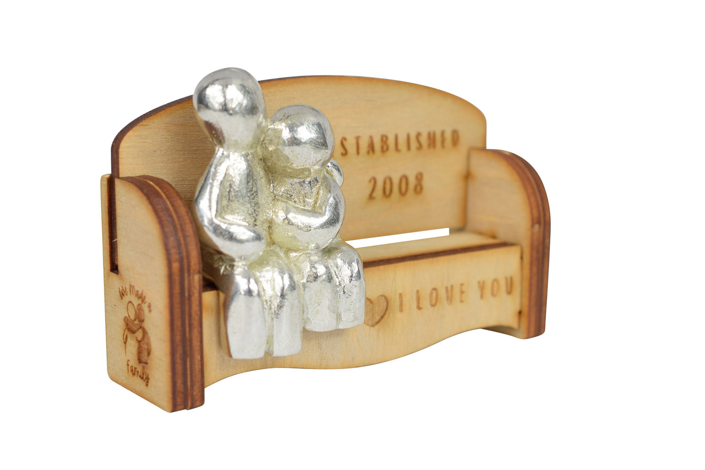 Established 2008 - Cuddling Couple on the Sofa | I Love You Gift | Wooden Sofa Bench | Part of the We Made a Family Range