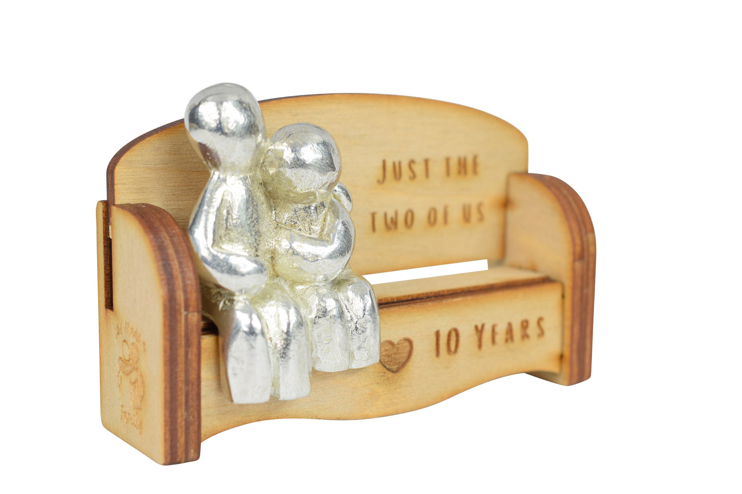 Just the two of us - 10 Years anniversary Gift Idea | Cuddling Couple on a Bench| I Love You Gift | Wooden Sofa Bench
