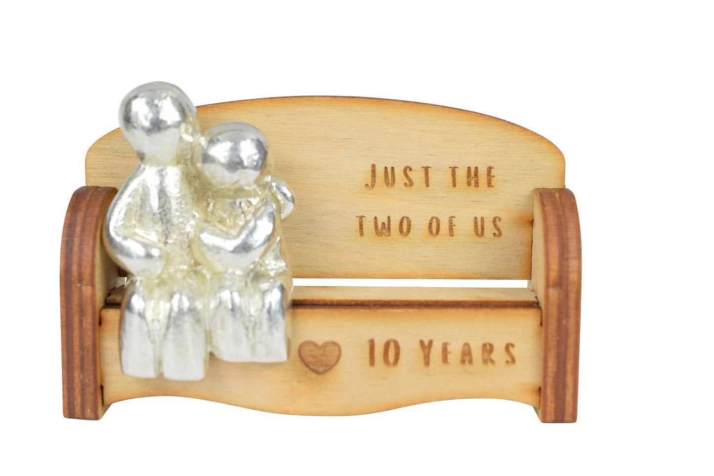 Just the two of us - 10 Years anniversary Gift Idea | Cuddling Couple on a Bench| I Love You Gift | Wooden Sofa Bench