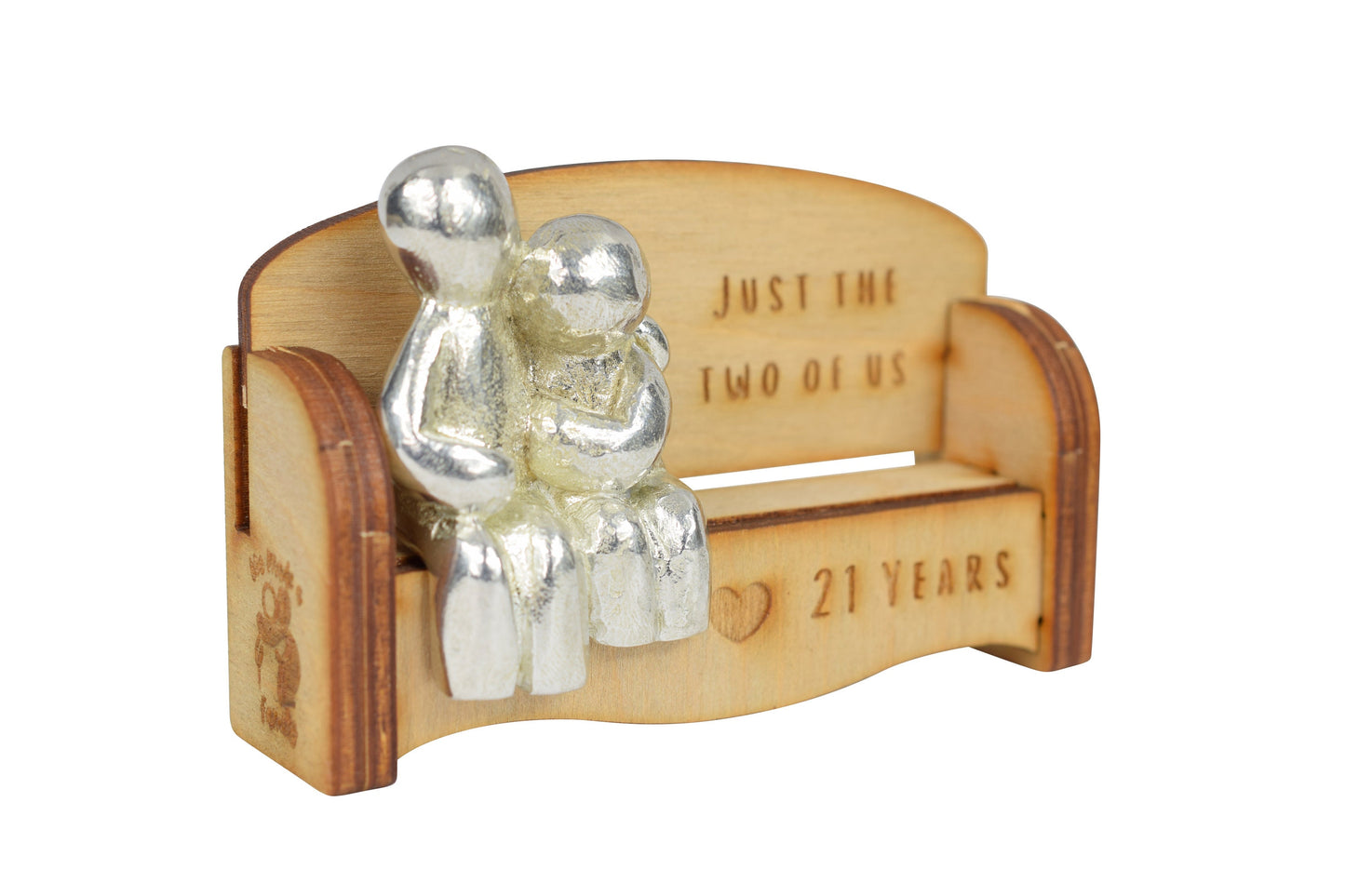 Just the two of us - 21 Years | Cuddling Couple on the Sofa | I Love You Gift | Wooden Sofa Bench | Part of the We Made a Family Range