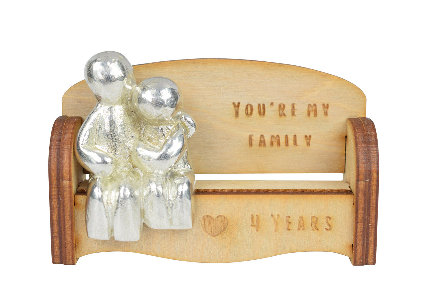 You're my family - 4 Years | Cuddling Couple on the Sofa | I Love You Gift | Wooden Sofa Bench | Part of the We Made a Family Range