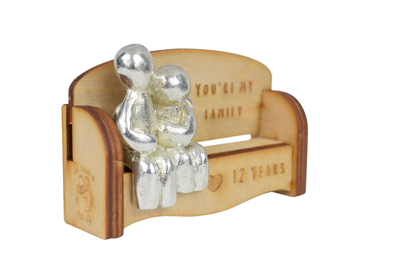 You're my family - 12 Years | Cuddling Couple on the Sofa | I Love You Gift | Wooden Sofa Bench | Part of the We Made a Family Range