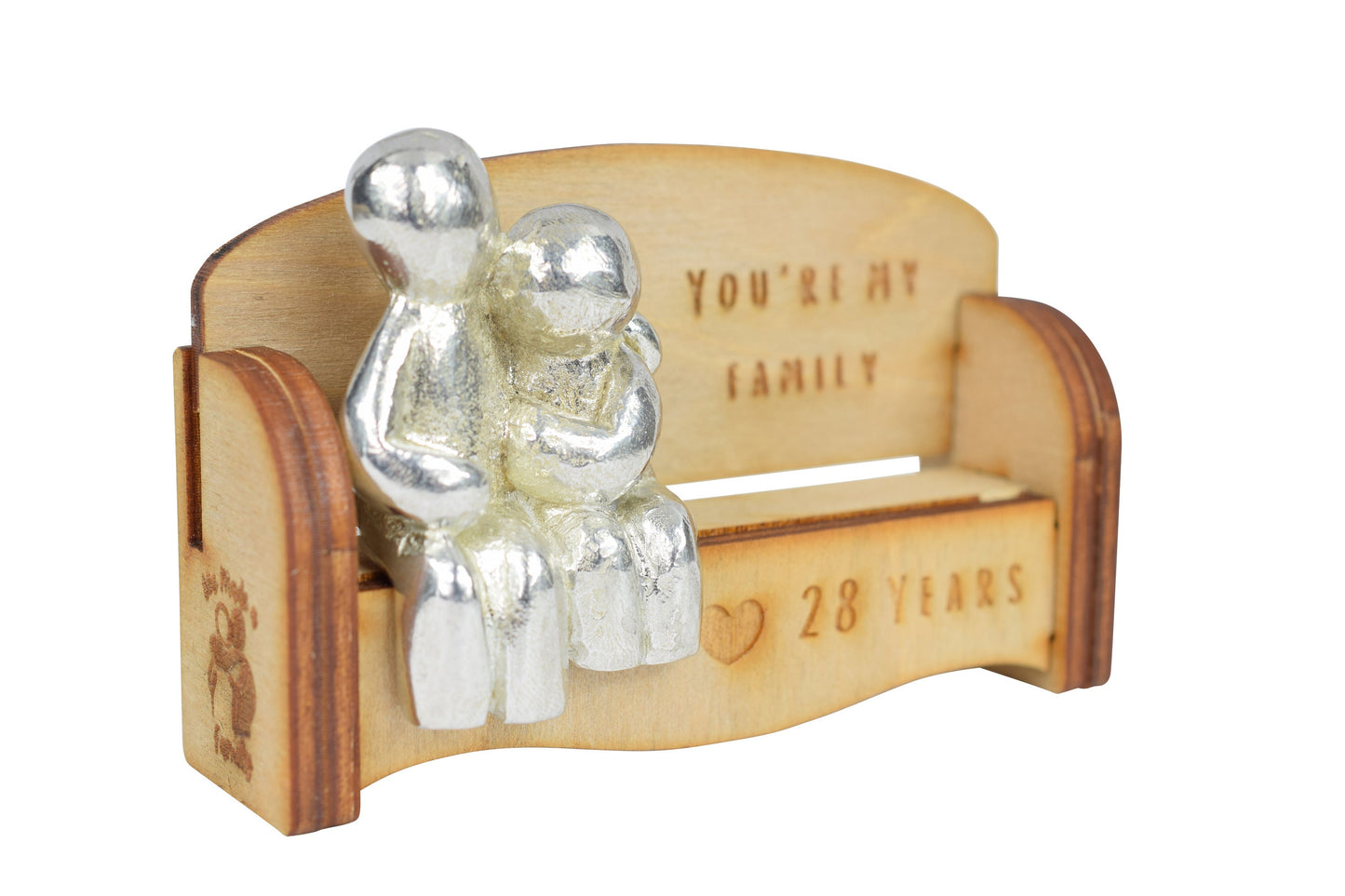 You're my family - 28 Years | Cuddling Couple on the Sofa | I Love You Gift | Wooden Sofa Bench | Part of the We Made a Family Range