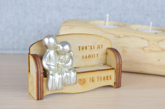 You're my family - 16 Years | Cuddling Couple on the Sofa | I Love You Gift | Wooden Sofa Bench | Part of the We Made a Family Range