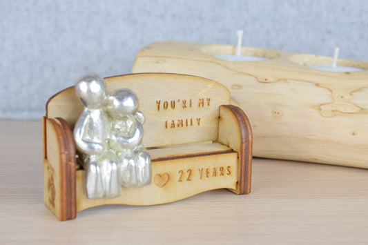 You're my family - 22 Years | Cuddling Couple on the Sofa | I Love You Gift | Wooden Sofa Bench | Part of the We Made a Family Range