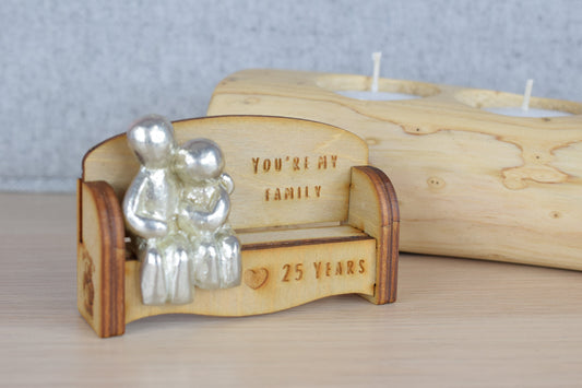 You're my family - 25 Years | Cuddling Couple on the Sofa | I Love You Gift | Wooden Sofa Bench | Part of the We Made a Family Range