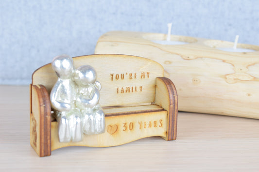 You're my family - 30 Years | Cuddling Couple on the Sofa | I Love You Gift | Wooden Sofa Bench | Part of the We Made a Family Range