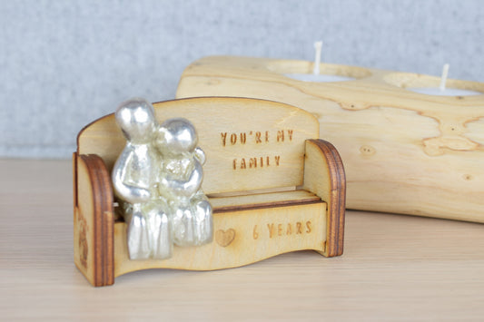 You're my family - 6 Years | Cuddling Couple on the Sofa | I Love You Gift | Wooden Sofa Bench | Part of the We Made a Family Range