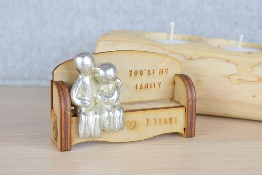 You're my family - 7 Years | Cuddling Couple on the Sofa | I Love You Gift | Wooden Sofa Bench | Part of the We Made a Family Range