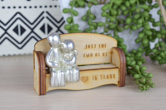 Just the two of us - 16 Years | Cuddling Couple on the Sofa | I Love You Gift | Wooden Sofa Bench | Part of the We Made a Family Range