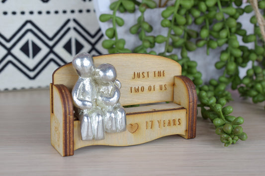 Just the two of us - 17 Years | Cuddling Couple on the Sofa | I Love You Gift | Wooden Sofa Bench | Part of the We Made a Family Range