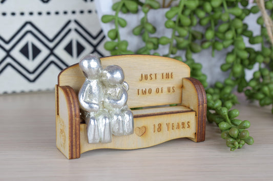 Just the two of us - 18 Years | Cuddling Couple on the Sofa | I Love You Gift | Wooden Sofa Bench | Part of the We Made a Family Range