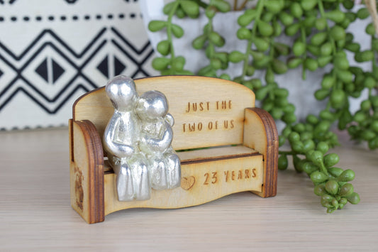 Just the two of us - 23 Years | Cuddling Couple on the Sofa | I Love You Gift | Wooden Sofa Bench | Part of the We Made a Family Range