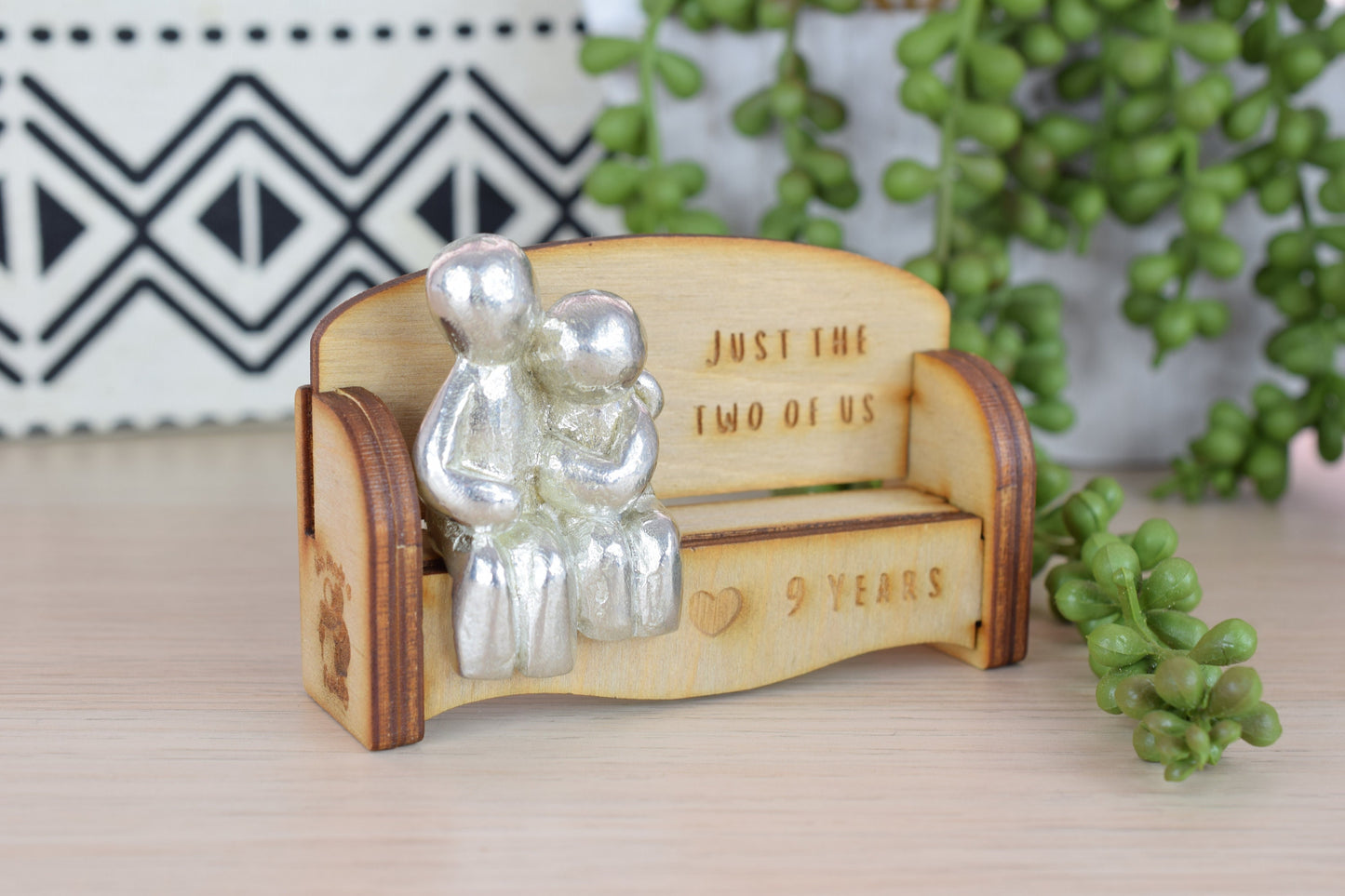 Just the two of us - 9 Years | Cuddling Couple on the Sofa | I Love You Gift | Wooden Sofa Bench | Part of the We Made a Family Range