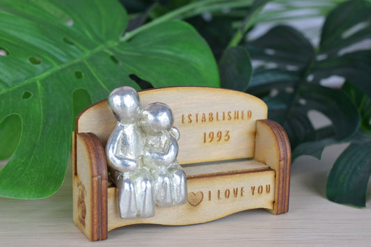 Established 1993 - Cuddling Couple on the Sofa | I Love You Gift | Wooden Sofa Bench | Part of the We Made a Family Range