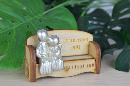 Established 1996 - Cuddling Couple on the Sofa | I Love You Gift | Wooden Sofa Bench | Part of the We Made a Family Range