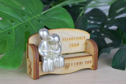 Established 2000 - Cuddling Couple on the Sofa | I Love You Gift | Wooden Sofa Bench | Part of the We Made a Family Range