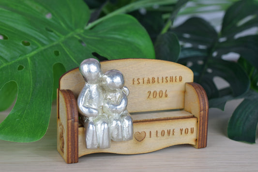 Established 2006 - Cuddling Couple on the Sofa | I Love You Gift | Wooden Sofa Bench | Part of the We Made a Family Range