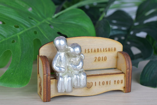 Established 2010 - Cuddling Couple on the Sofa | I Love You Gift | Wooden Sofa Bench | Part of the We Made a Family Range