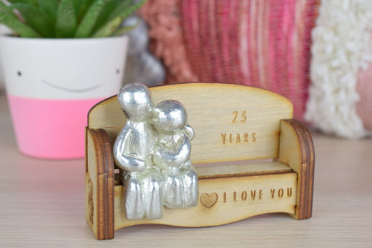 23 Years - Cuddling Couple on the Sofa | I Love You Gift | Wooden Sofa Bench | Part of the We Made a Family Range