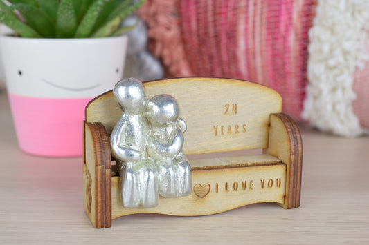 24 Years - Cuddling Couple on the Sofa | I Love You Gift | Wooden Sofa Bench | Part of the We Made a Family Range