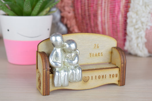 26 Years - Cuddling Couple on the Sofa | I Love You Gift | Wooden Sofa Bench | Part of the We Made a Family Range