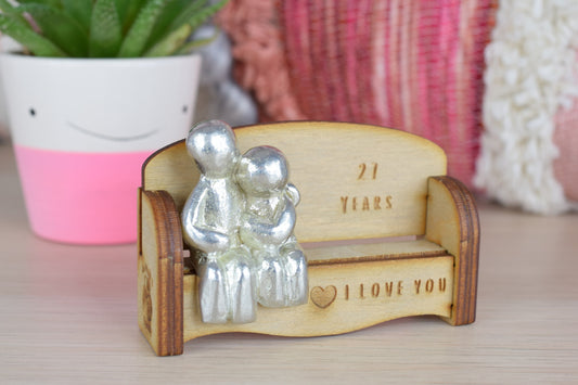 27 Years - Cuddling Couple on the Sofa | I Love You Gift | Wooden Sofa Bench | Part of the We Made a Family Range