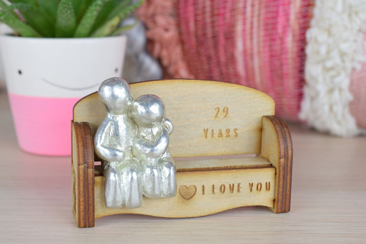 29 Years - Cuddling Couple on the Sofa | I Love You Gift | Wooden Sofa Bench | Part of the We Made a Family Range