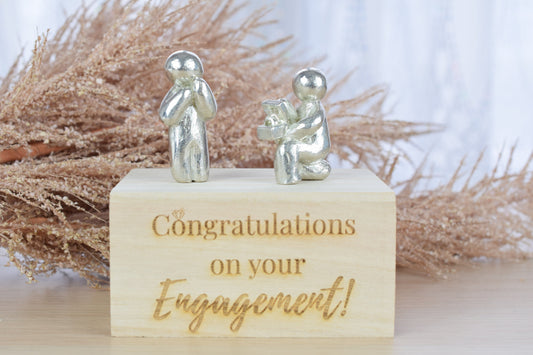 Congratulations on your Engagement Figures on a Wooden Box | Proposal Gift | Engagement Gift | Part of the We Made a Family Range