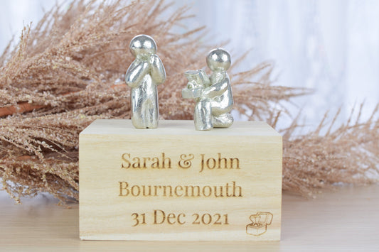 Personalised Engagement Figures on a Wooden Box | Proposal Gift | Engagement Gift | Part of the We Made a Family Range