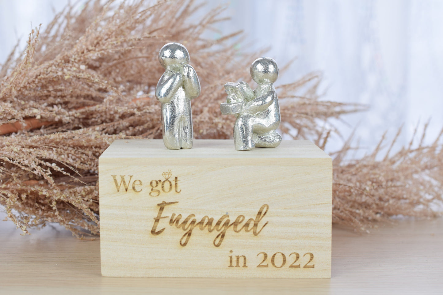 We Got Engaged in 2022 - Engaged Figures on a Wooden Box | Proposal Gift | Engagement Gift | Part of the We Made a Family Range