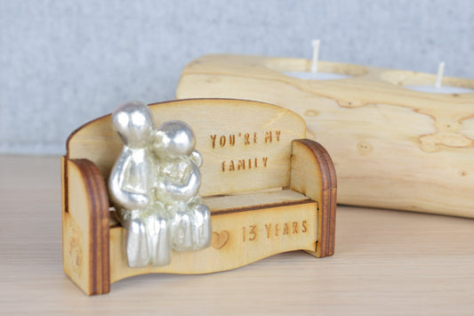 You're my family - 13 Years | Cuddling Couple on the Sofa | I Love You Gift | Wooden Sofa Bench | Part of the We Made a Family Range