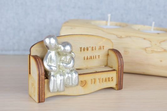 You're my family - 17 Years | Cuddling Couple on the Sofa | I Love You Gift | Wooden Sofa Bench | Part of the We Made a Family Range