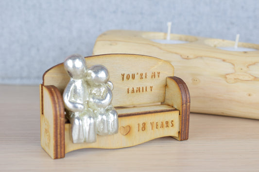 You're my family - 18 Years | Cuddling Couple on the Sofa | I Love You Gift | Wooden Sofa Bench | Part of the We Made a Family Range