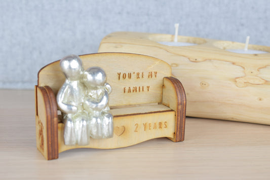 You're my family - 2 Years | Cuddling Couple on the Sofa | I Love You Gift | Wooden Sofa Bench | Part of the We Made a Family Range