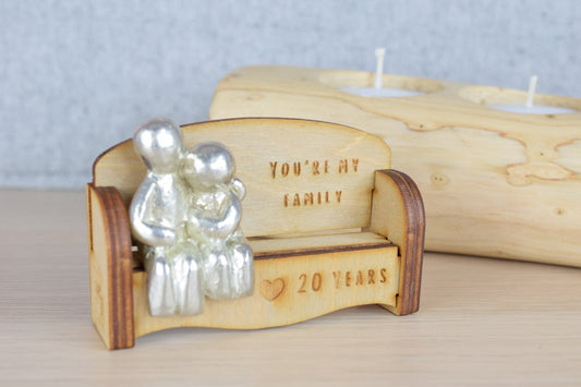 You're my family - 20 Years | Cuddling Couple on the Sofa | I Love You Gift | Wooden Sofa Bench | Part of the We Made a Family Range