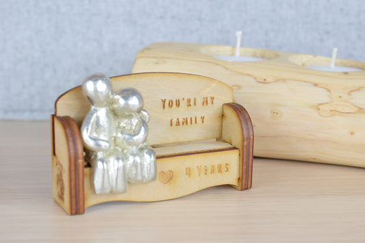 You're my family - 4 Years | Cuddling Couple on the Sofa | I Love You Gift | Wooden Sofa Bench | Part of the We Made a Family Range