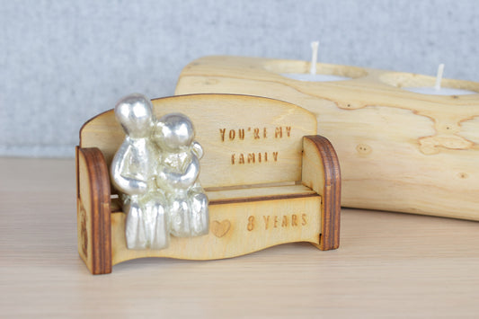 You're my family - 8 Years | Cuddling Couple on the Sofa | I Love You Gift | Wooden Sofa Bench | Part of the We Made a Family Range