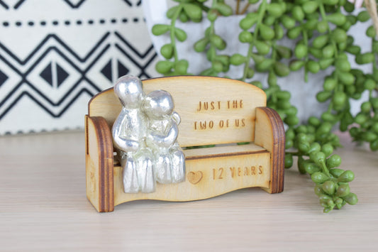 Just the two of us - 12 Years | Cuddling Couple on the Sofa | I Love You Gift | Wooden Sofa Bench | Part of the We Made a Family Range