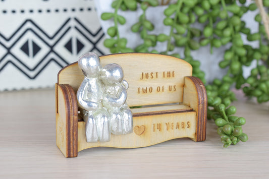 Just the two of us - 14 Years | Cuddling Couple on the Sofa | I Love You Gift | Wooden Sofa Bench | Part of the We Made a Family Range