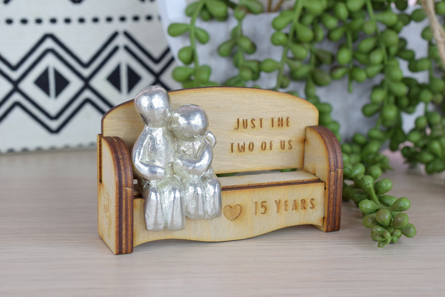 Just the two of us - 15 Years | Cuddling Couple on the Sofa | I Love You Gift | Wooden Sofa Bench | Part of the We Made a Family Range
