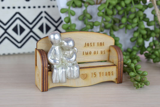 Just the two of us - 15 Years | Cuddling Couple on the Sofa | I Love You Gift | Wooden Sofa Bench | Part of the We Made a Family Range