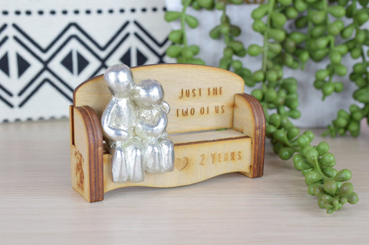 Just the two of us - 2 Years | Cuddling Couple on the Sofa | I Love You Gift | Wooden Sofa Bench | Part of the We Made a Family Range