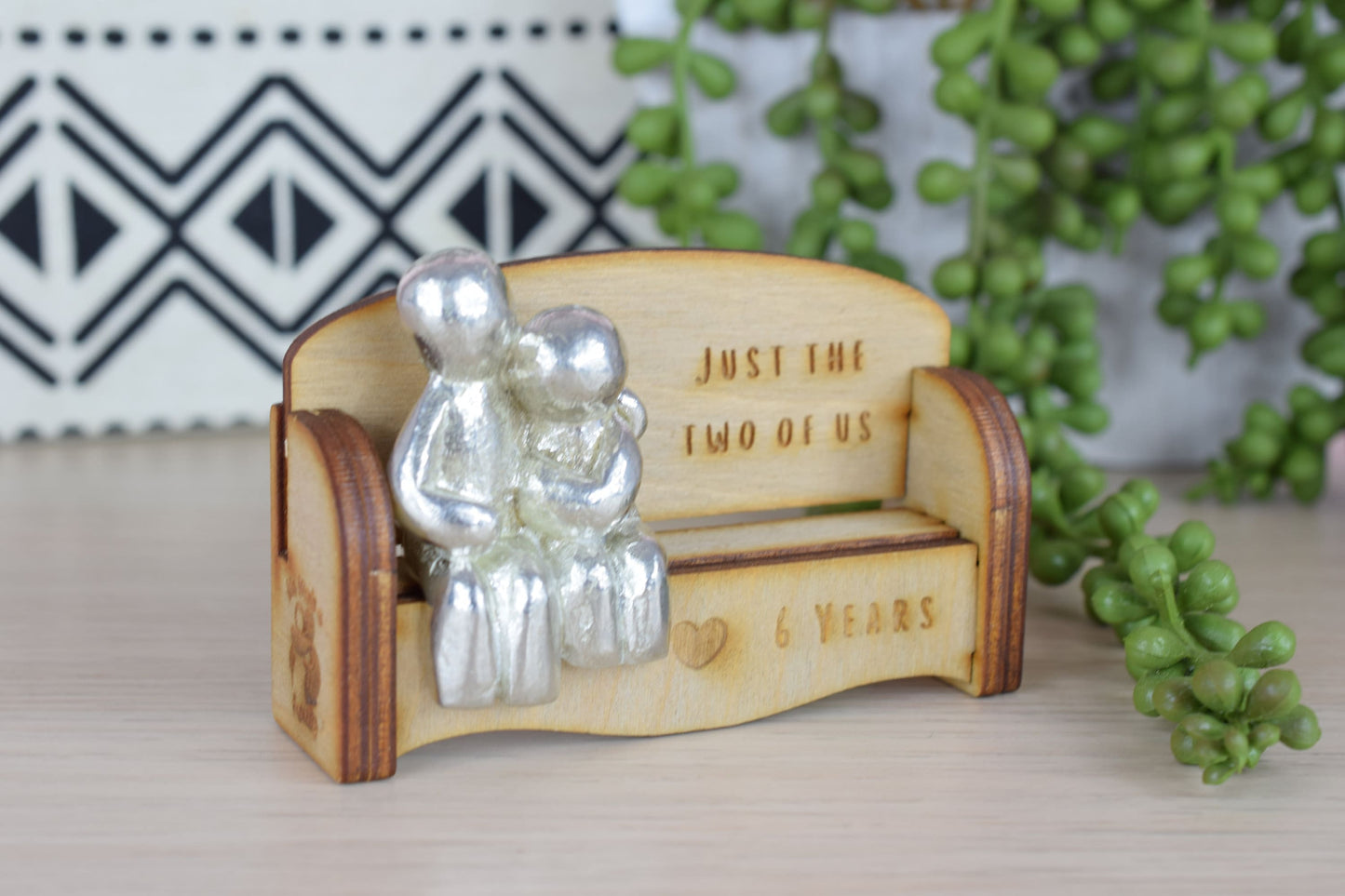 Just the two of us - 6 Years | Cuddling Couple on the Sofa | I Love You Gift | Wooden Sofa Bench | Part of the We Made a Family Range