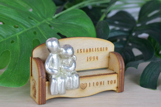 Established 1994 - Cuddling Couple on the Sofa | I Love You Gift | Wooden Sofa Bench | Part of the We Made a Family Range