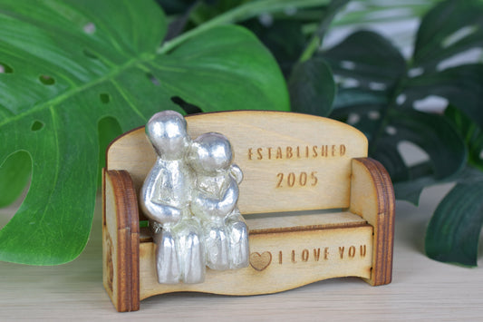 Established 2005 - Cuddling Couple on the Sofa | I Love You Gift | Wooden Sofa Bench | Part of the We Made a Family Range