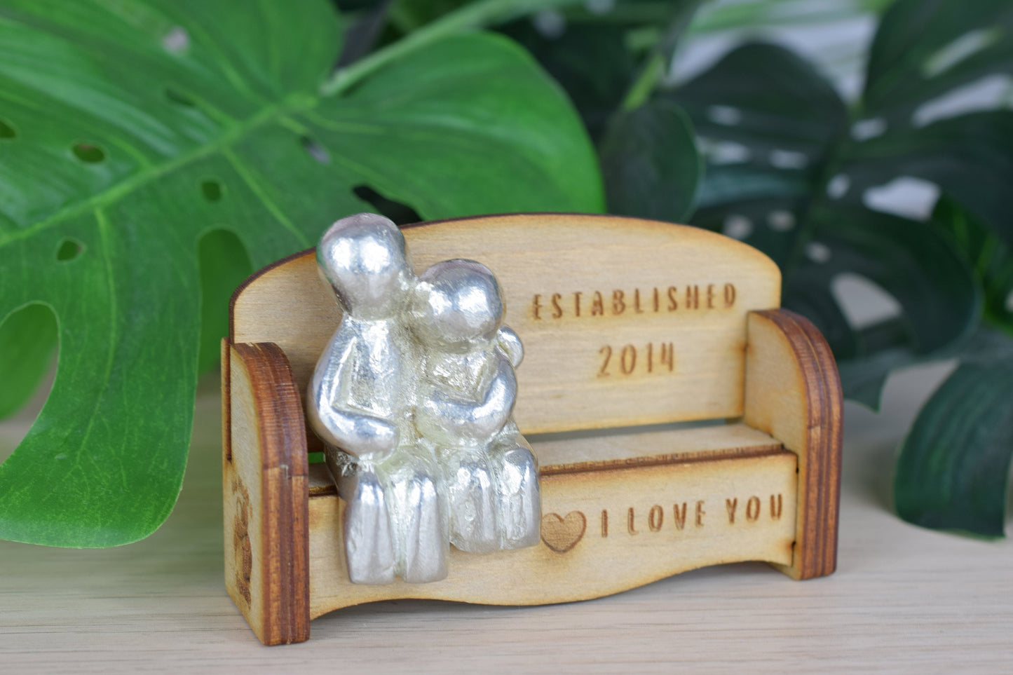 Established 2014 - Cuddling Couple on the Sofa | I Love You Gift | Wooden Sofa Bench | Part of the We Made a Family Range