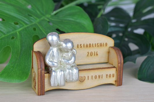 Established 2016 - Cuddling Couple on the Sofa | I Love You Gift | Wooden Sofa Bench | Part of the We Made a Family Range