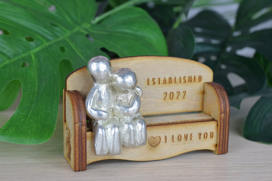 Established 2022 - Cuddling Couple on the Sofa | I Love You Gift | Wooden Sofa Bench | Part of the We Made a Family Range